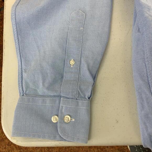 Lands' End Mens Button Up Dress Shirt Size L/T 16-16.5 Light Blue Long Sleeve - Picture 7 of 7